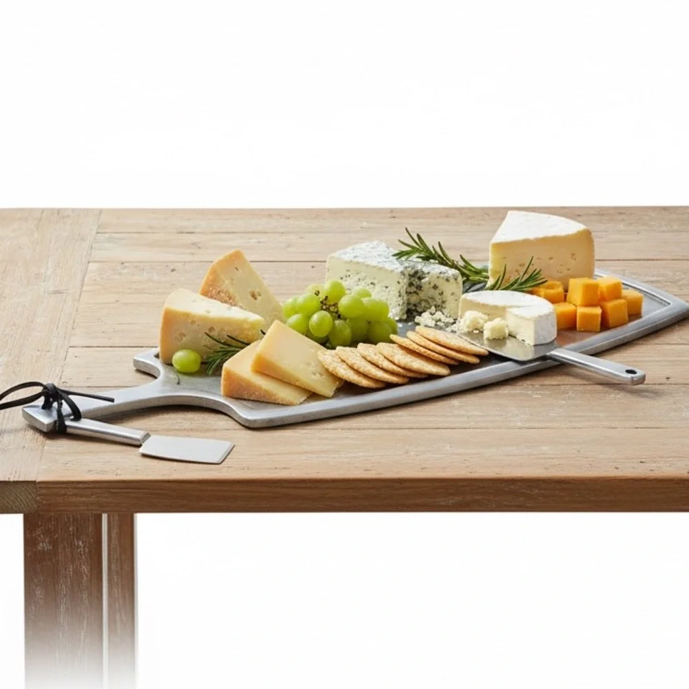 Lunares Cheese Board and Knife Metal set